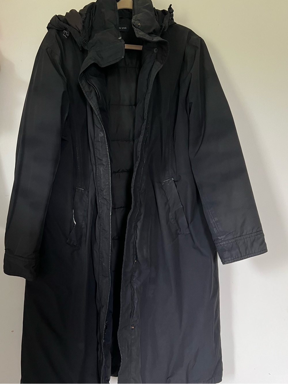 Lands End Long Black Hooded Winter Coat